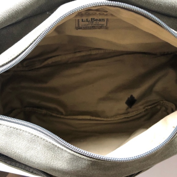 L.L. Bean Vintage Canvas Messenger Bag Green Tan - Picture 7 of 8